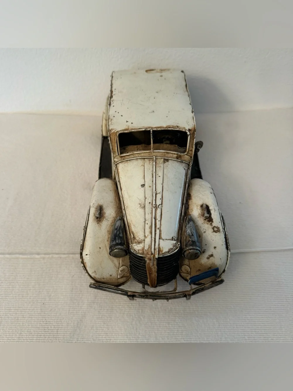 Vintage 1930s Style Metal Sedan Car Model Large 13” Rustic Decor